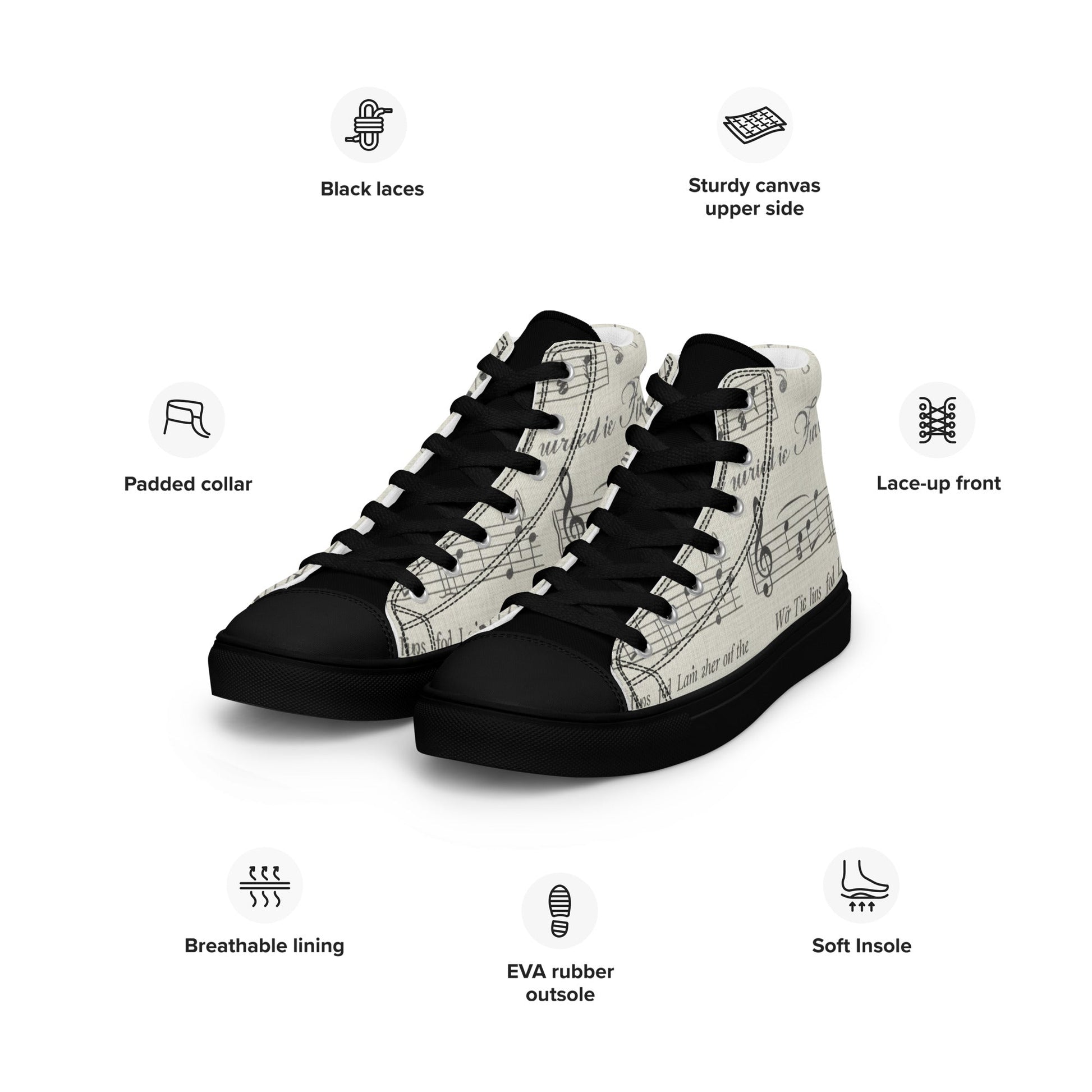 Men’s high top canvas shoes - T.Eddy’s Art Studio