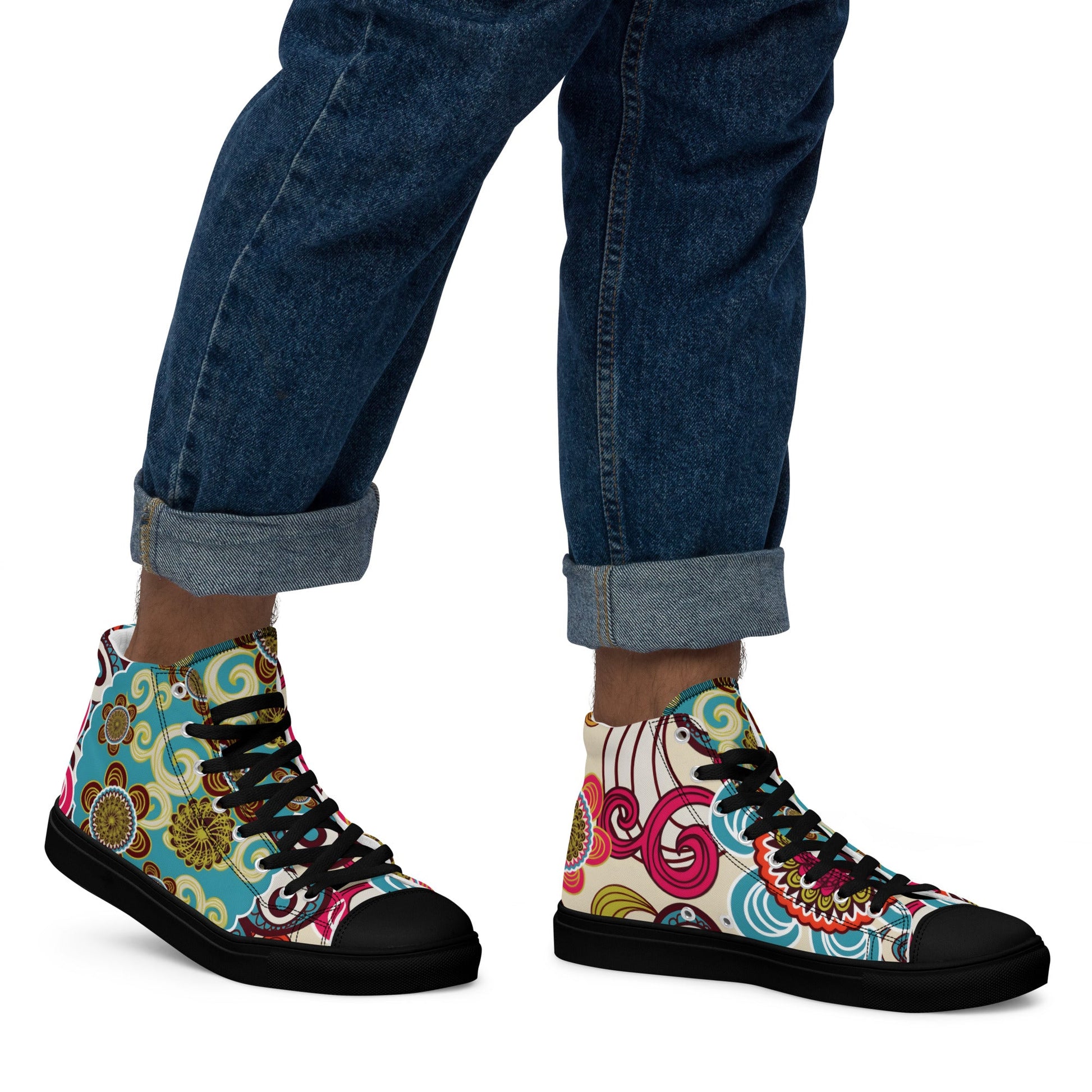 Men’s high top canvas shoes - T.Eddy’s Art Studio