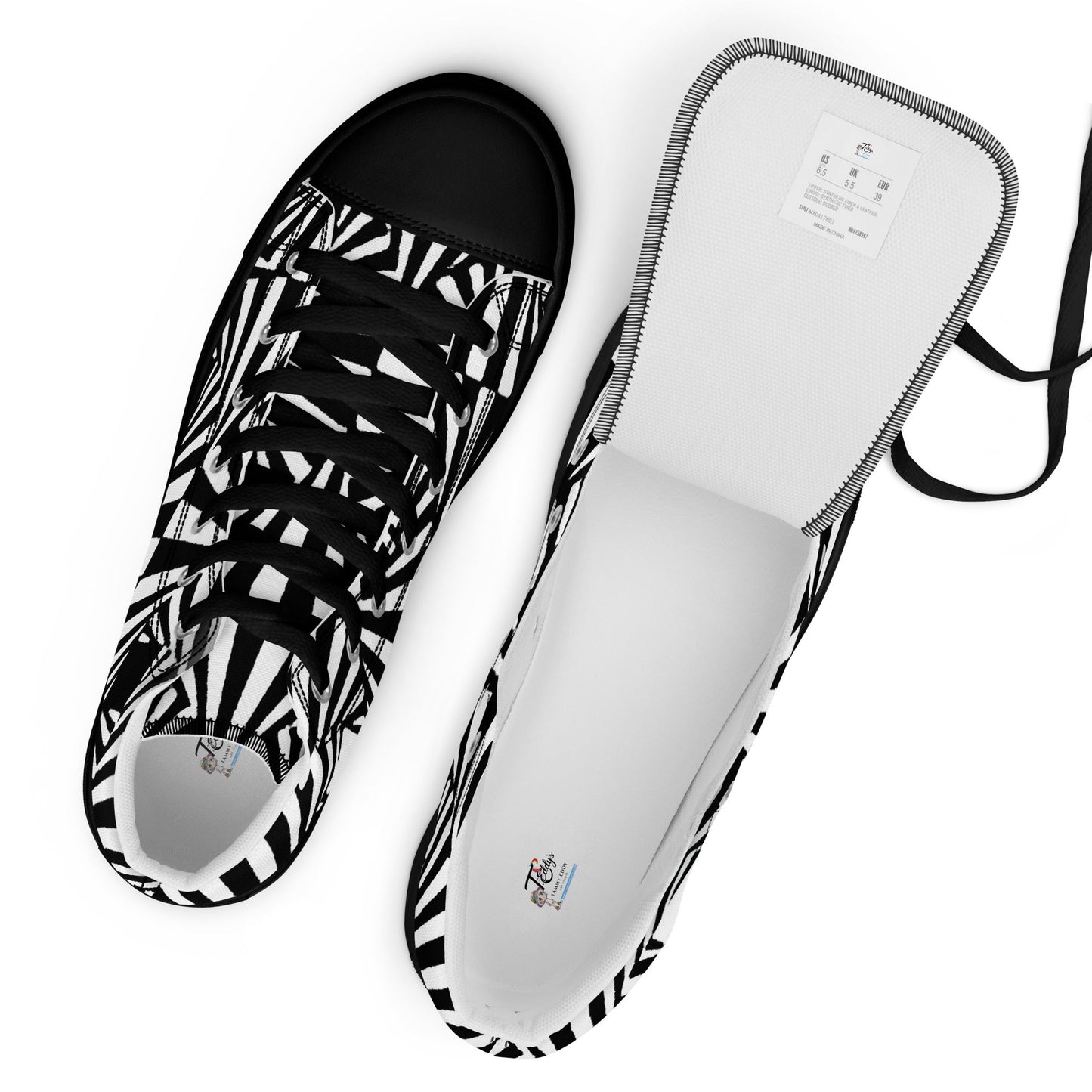 Men’s high top canvas shoes - T.Eddy’s Art Studio