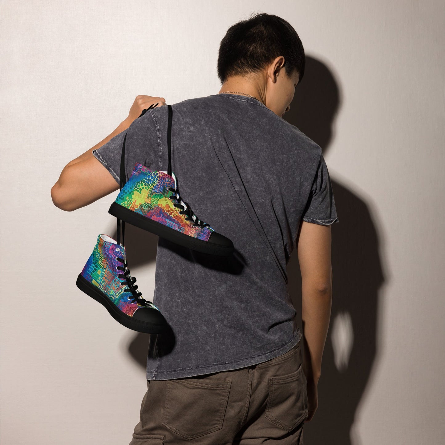 Men’s high top canvas shoes - T.Eddy’s Art Studio