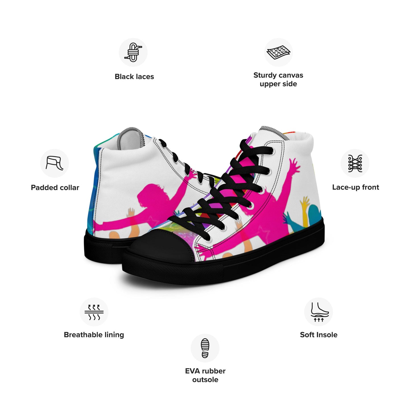 Men’s high top canvas shoes - T.Eddy’s Art Studio