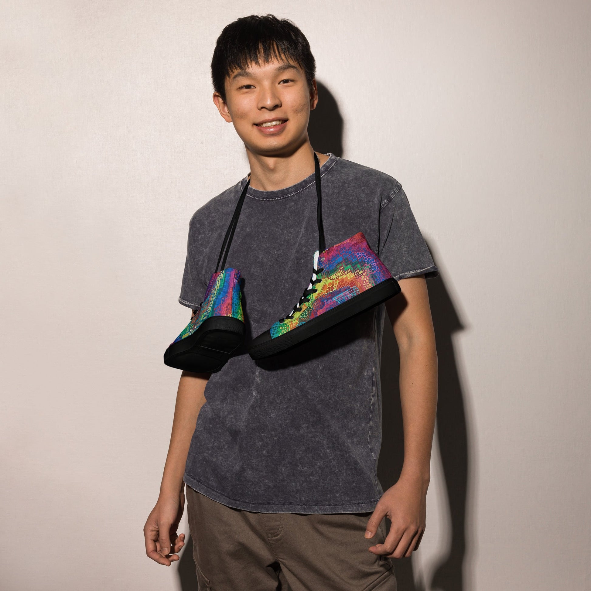 Men’s high top canvas shoes - T.Eddy’s Art Studio