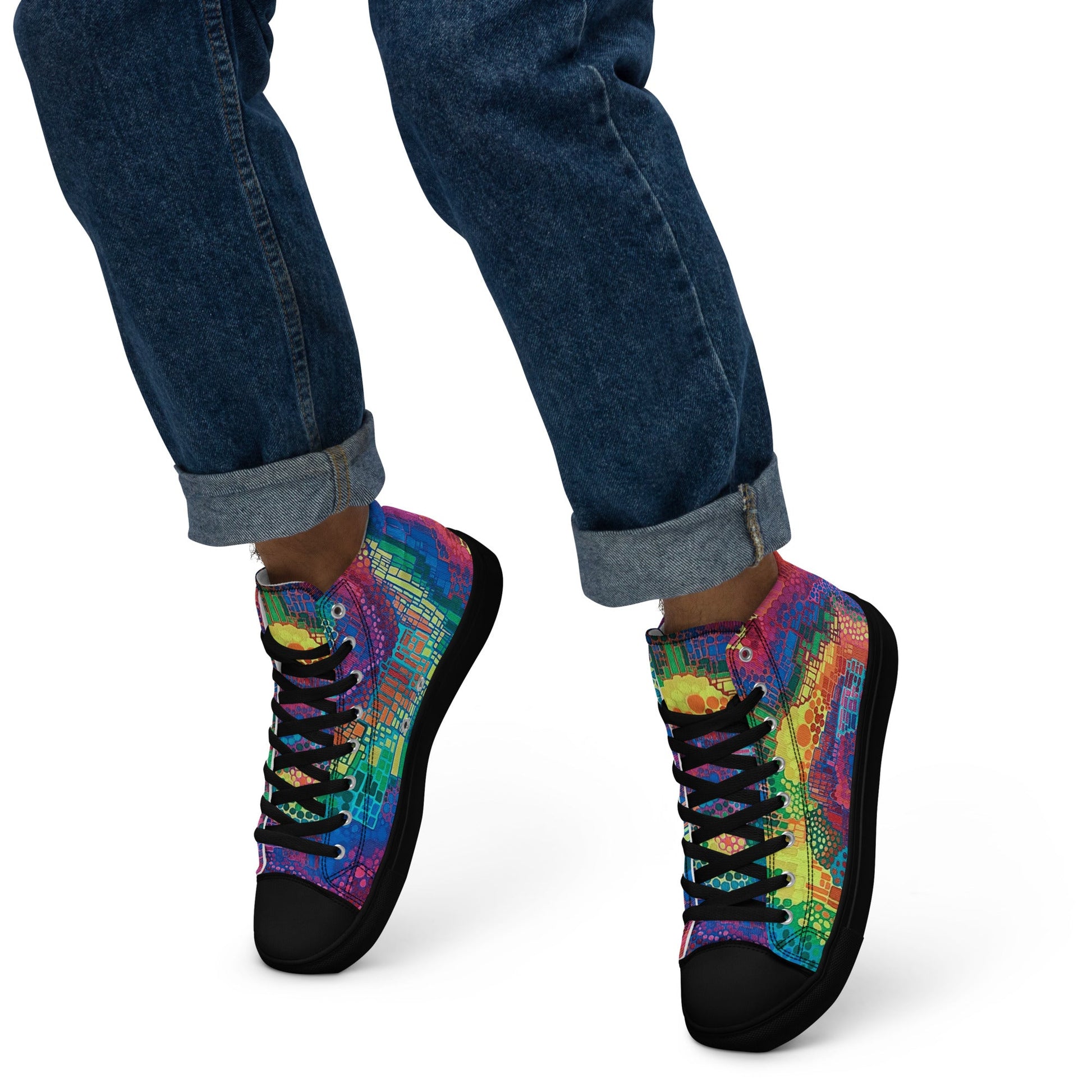 Men’s high top canvas shoes - T.Eddy’s Art Studio