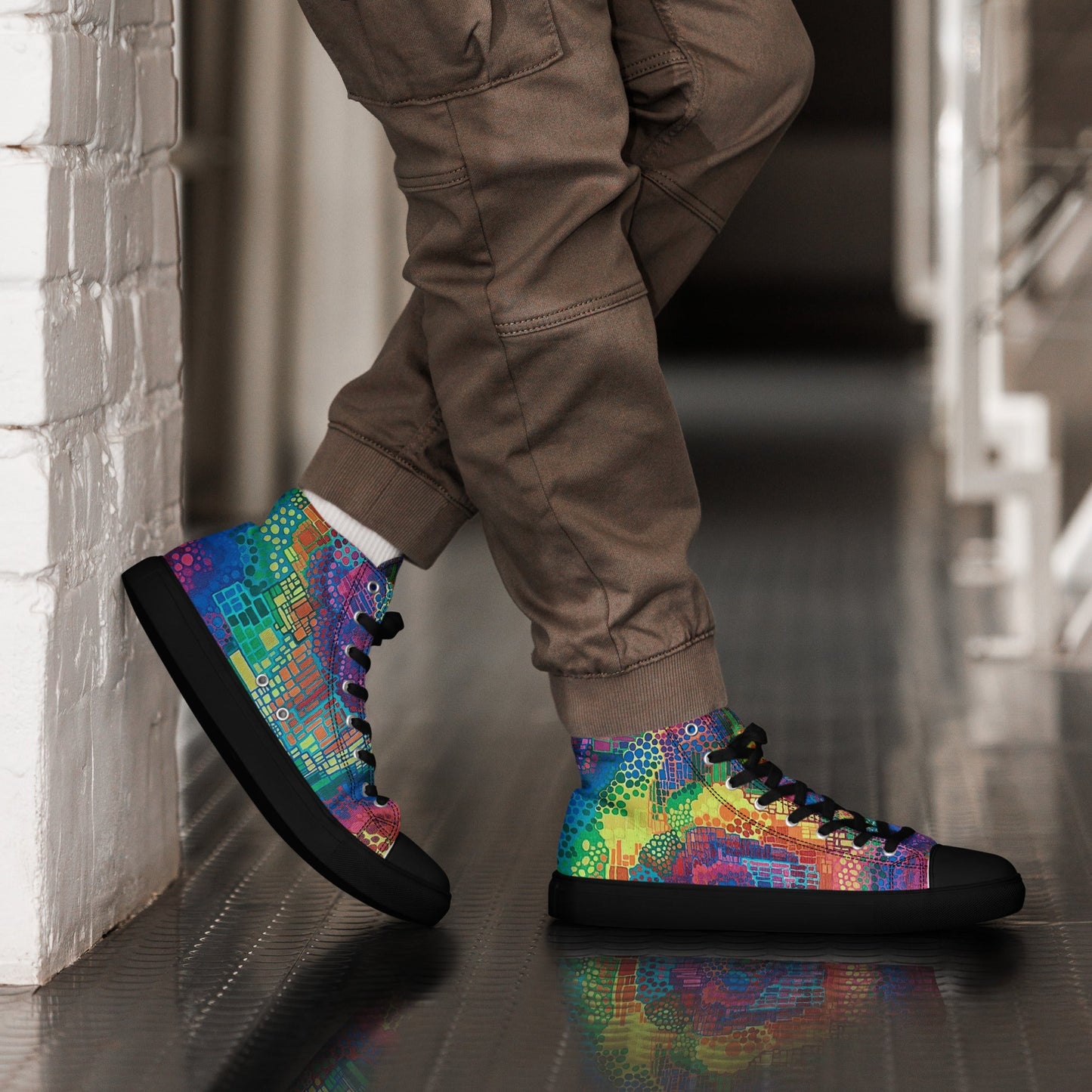 Men’s high top canvas shoes - T.Eddy’s Art Studio