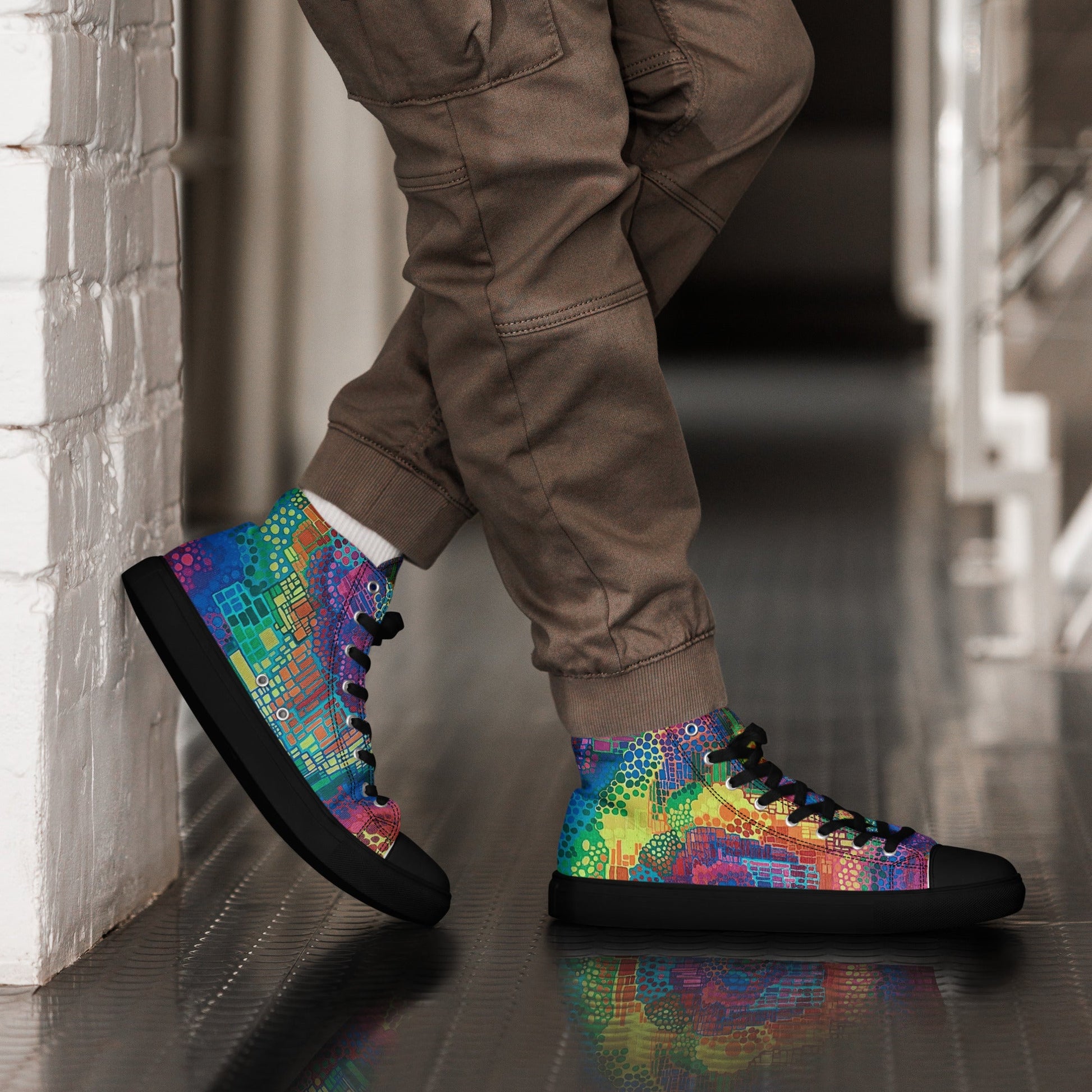 Men’s high top canvas shoes - T.Eddy’s Art Studio