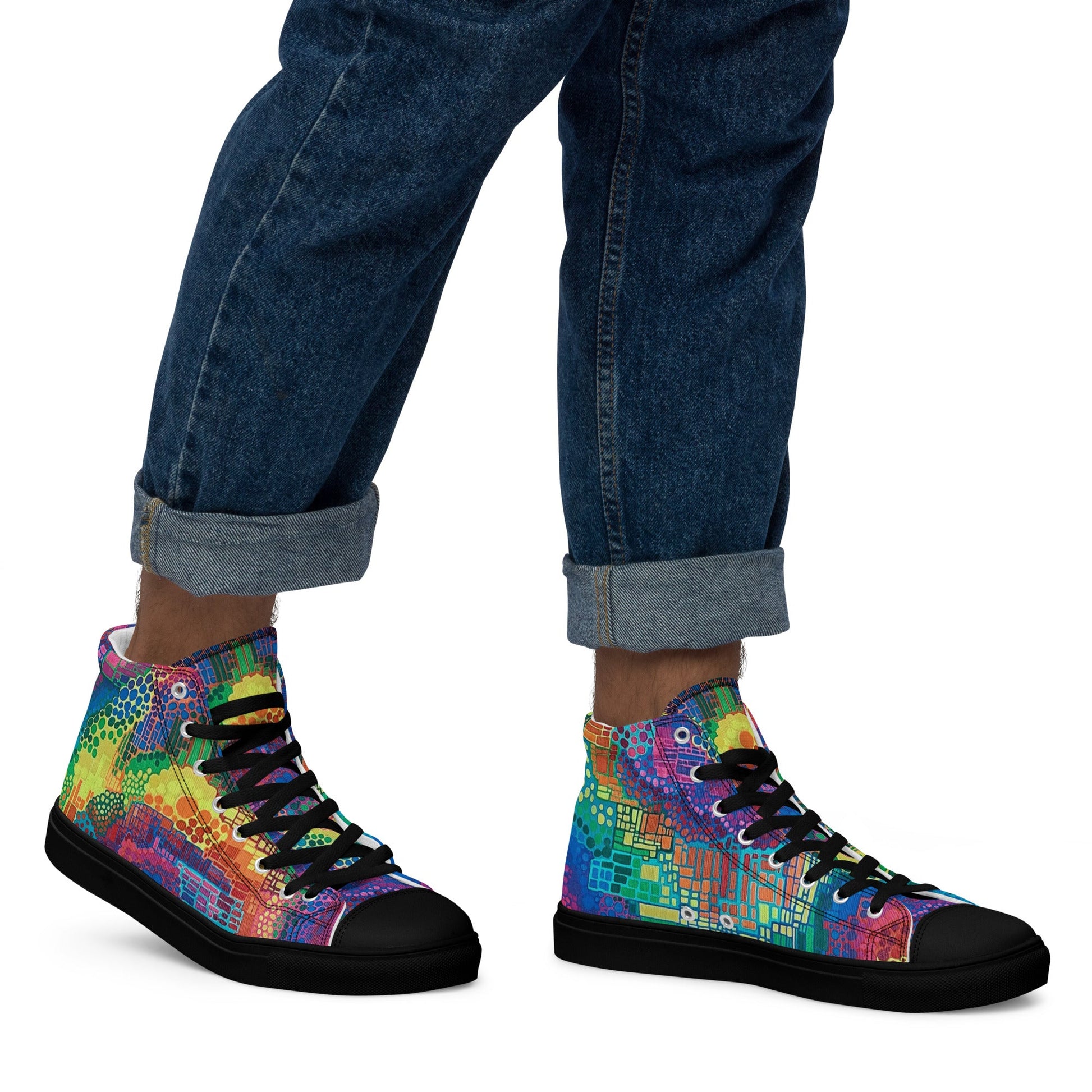 Men’s high top canvas shoes - T.Eddy’s Art Studio