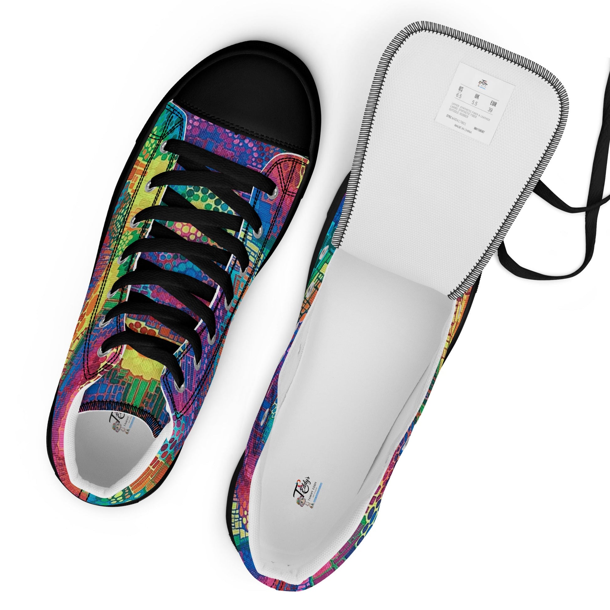 Men’s high top canvas shoes - T.Eddy’s Art Studio