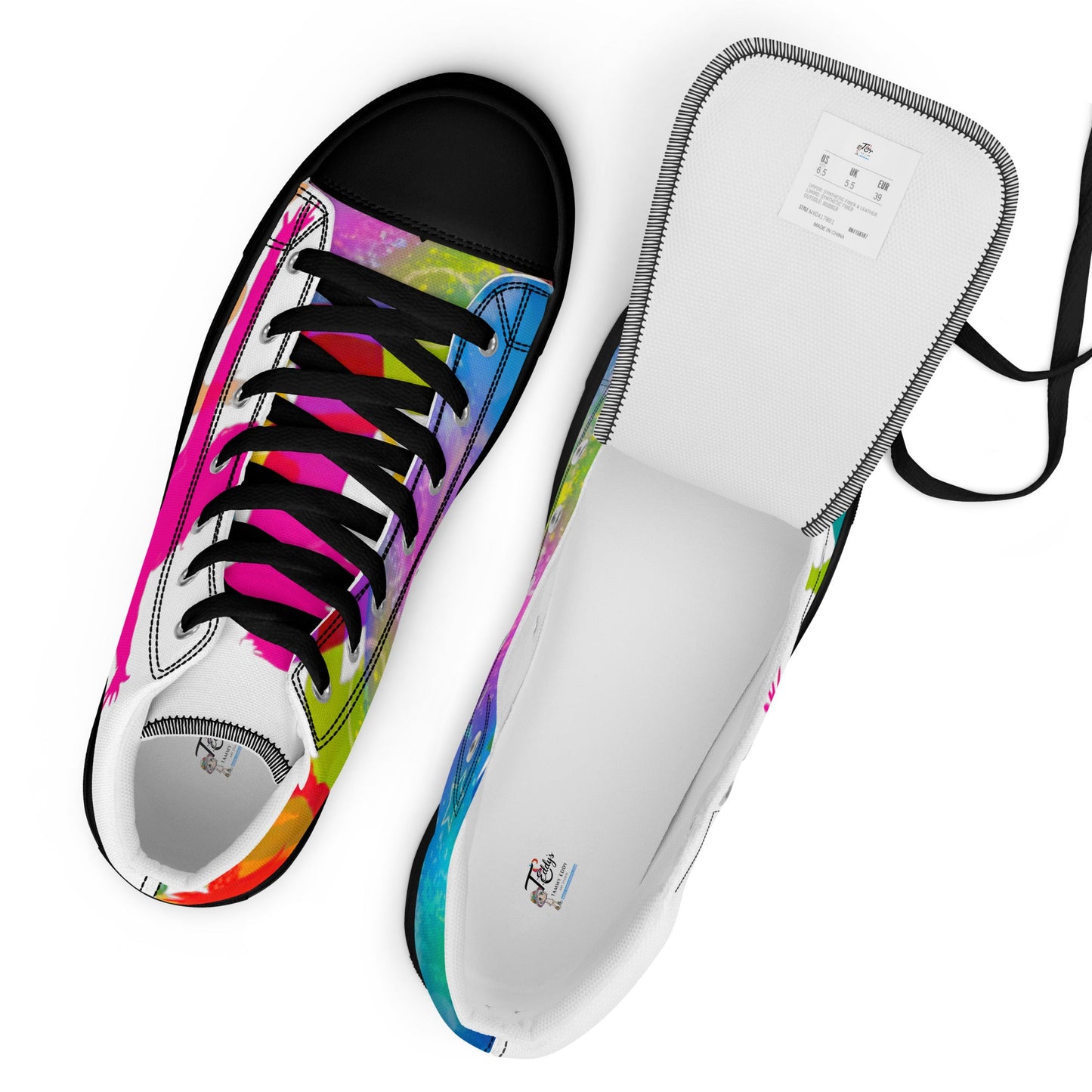 Men’s high top canvas shoes - T.Eddy’s Art Studio