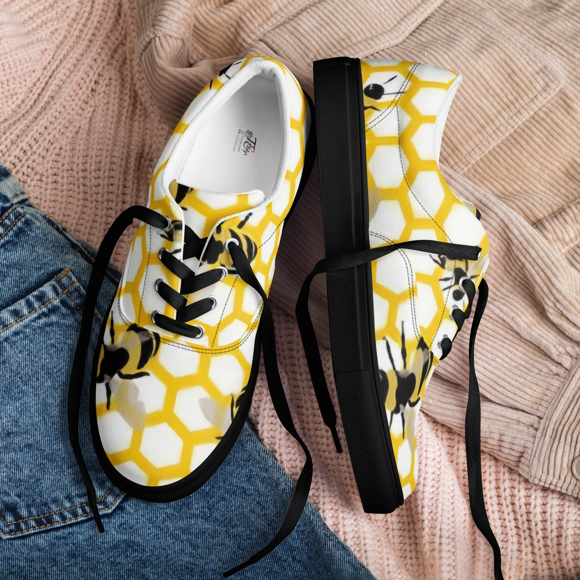 Pollen Power: Bee & Honeycomb Low - Tops - T.Eddy’s Art Studio