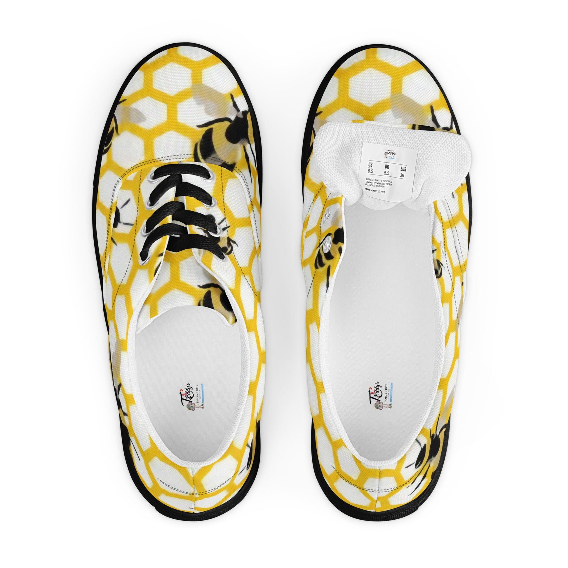 Pollen Power: Bee & Honeycomb Low - Tops - T.Eddy’s Art Studio