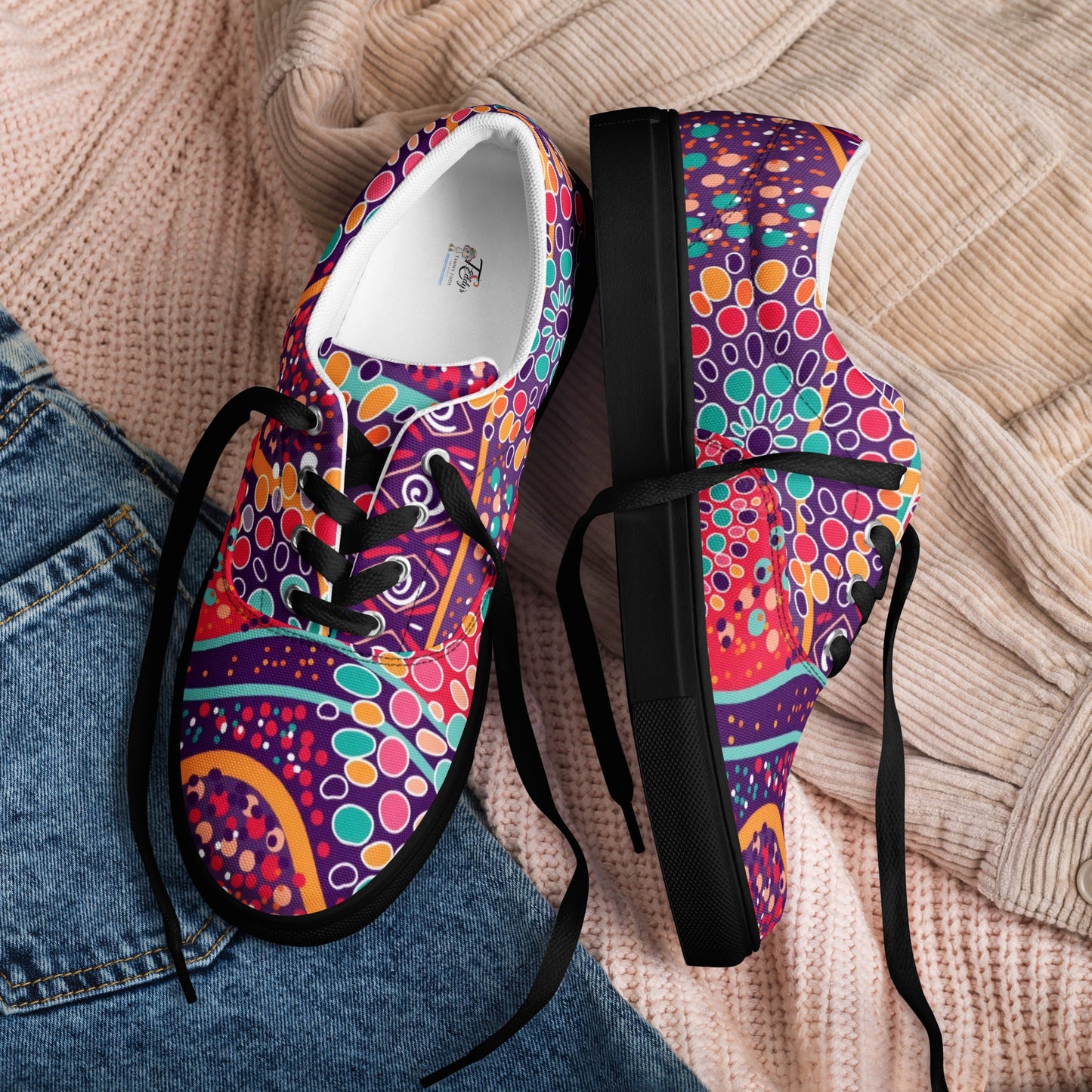 Step Into a Celebration of Color lace - up canvas shoes - T.Eddy’s Art Studio