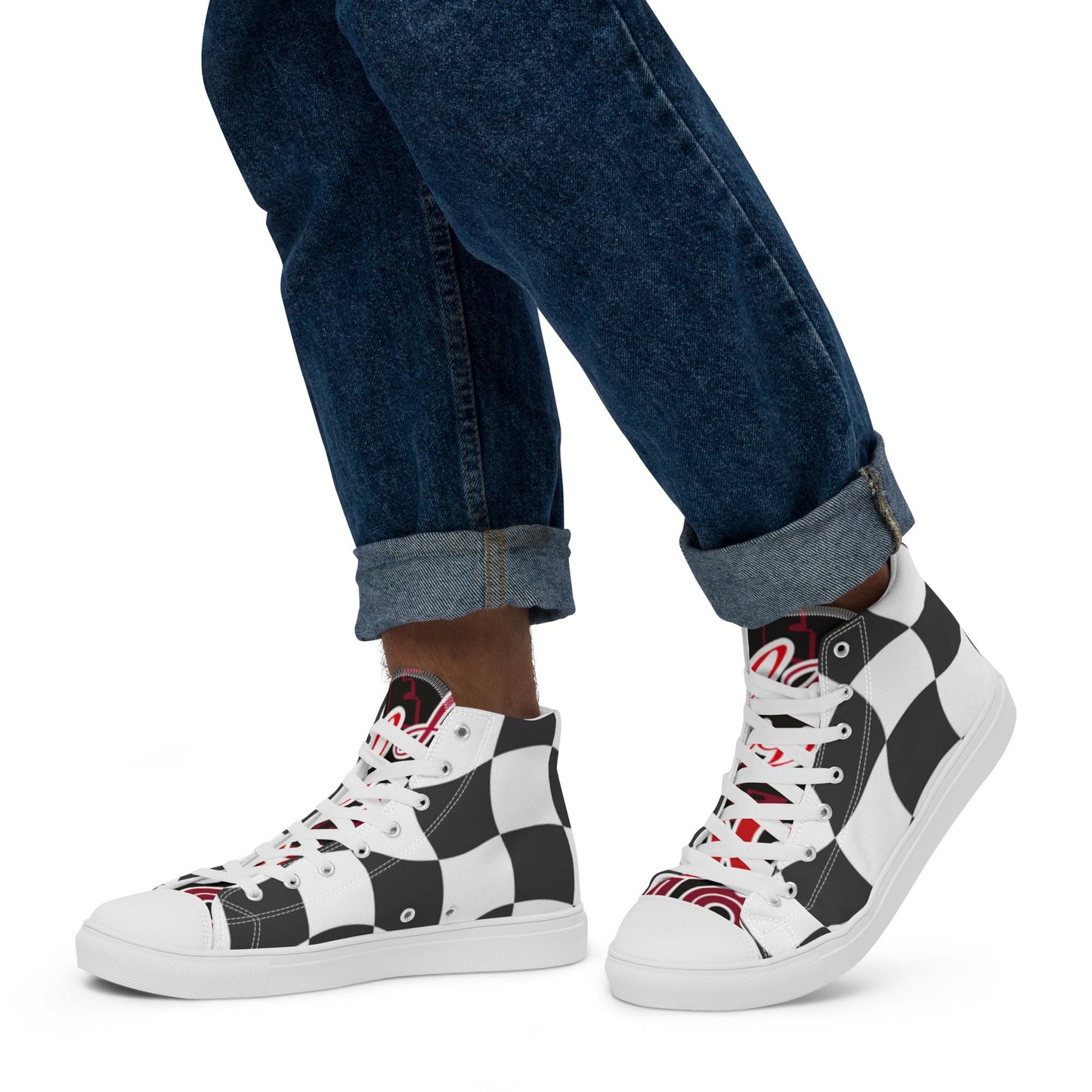 T.Eddy'sArt Studio High - Top Canvas Shoes: Checkered Rhythm - T.Eddy’s Art Studio