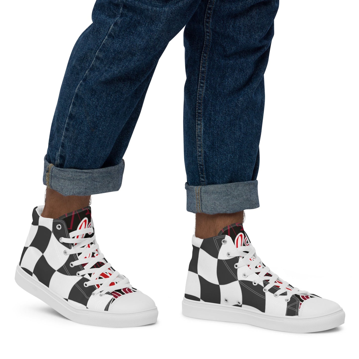 T.Eddy'sArt Studio High - Top Canvas Shoes: Checkered Rhythm - T.Eddy’s Art Studio