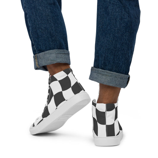 T.Eddy'sArt Studio High - Top Canvas Shoes: Checkered Rhythm - T.Eddy’s Art Studio