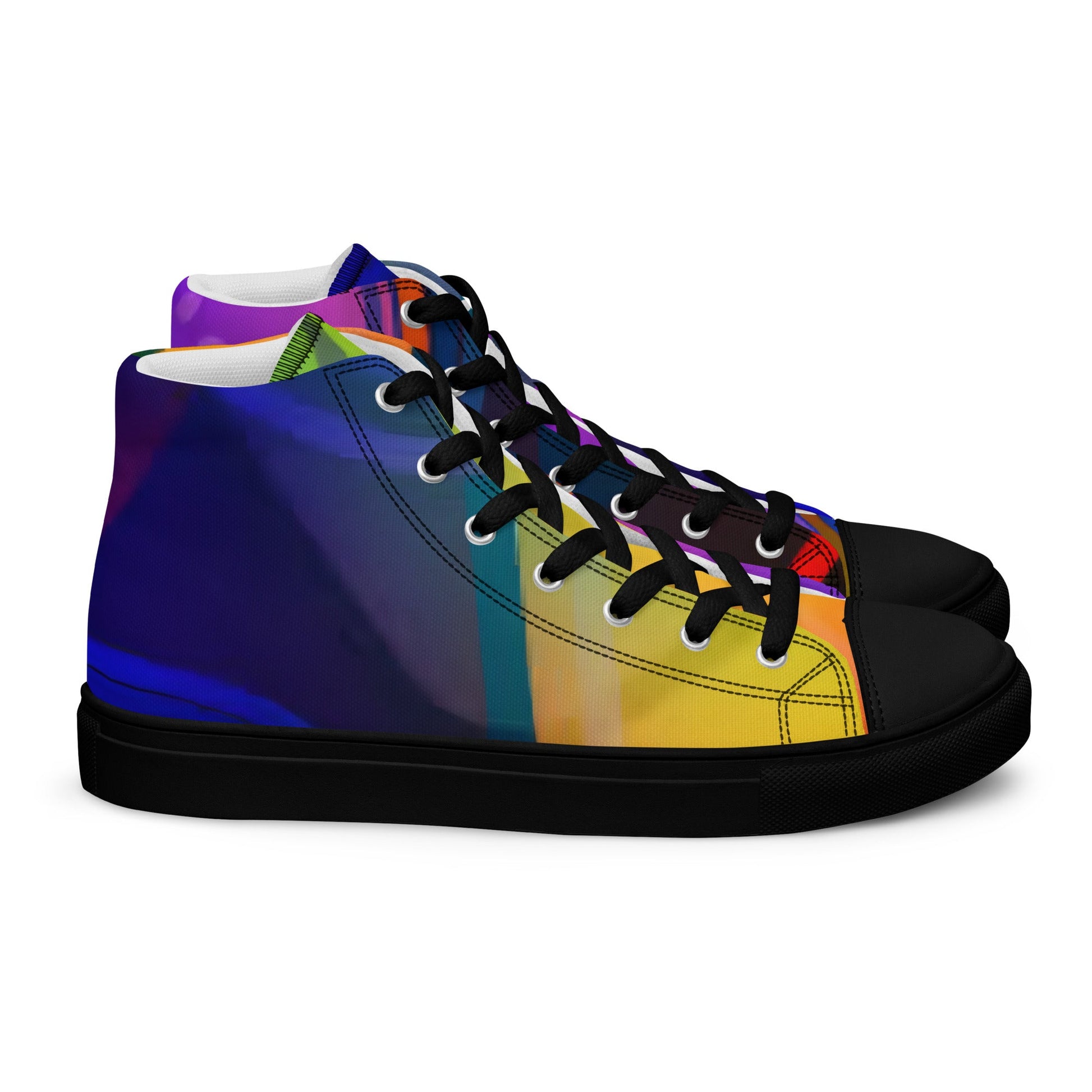 T.Eddy'sArt Studio High - Top Canvas Shoes: Colorful Currents - T.Eddy’s Art Studio