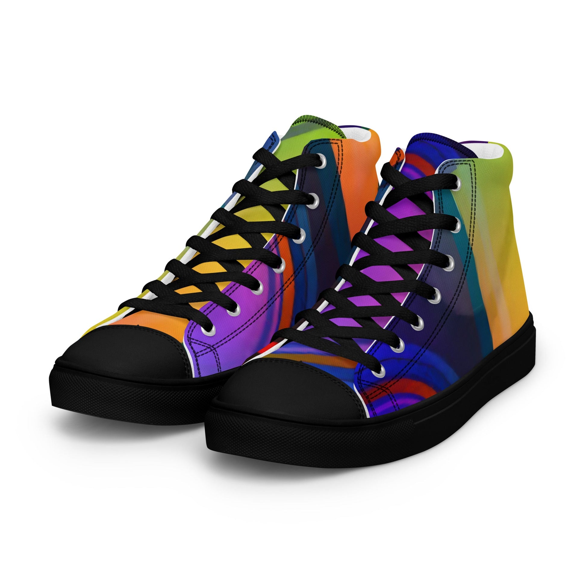T.Eddy'sArt Studio High - Top Canvas Shoes: Colorful Currents - T.Eddy’s Art Studio