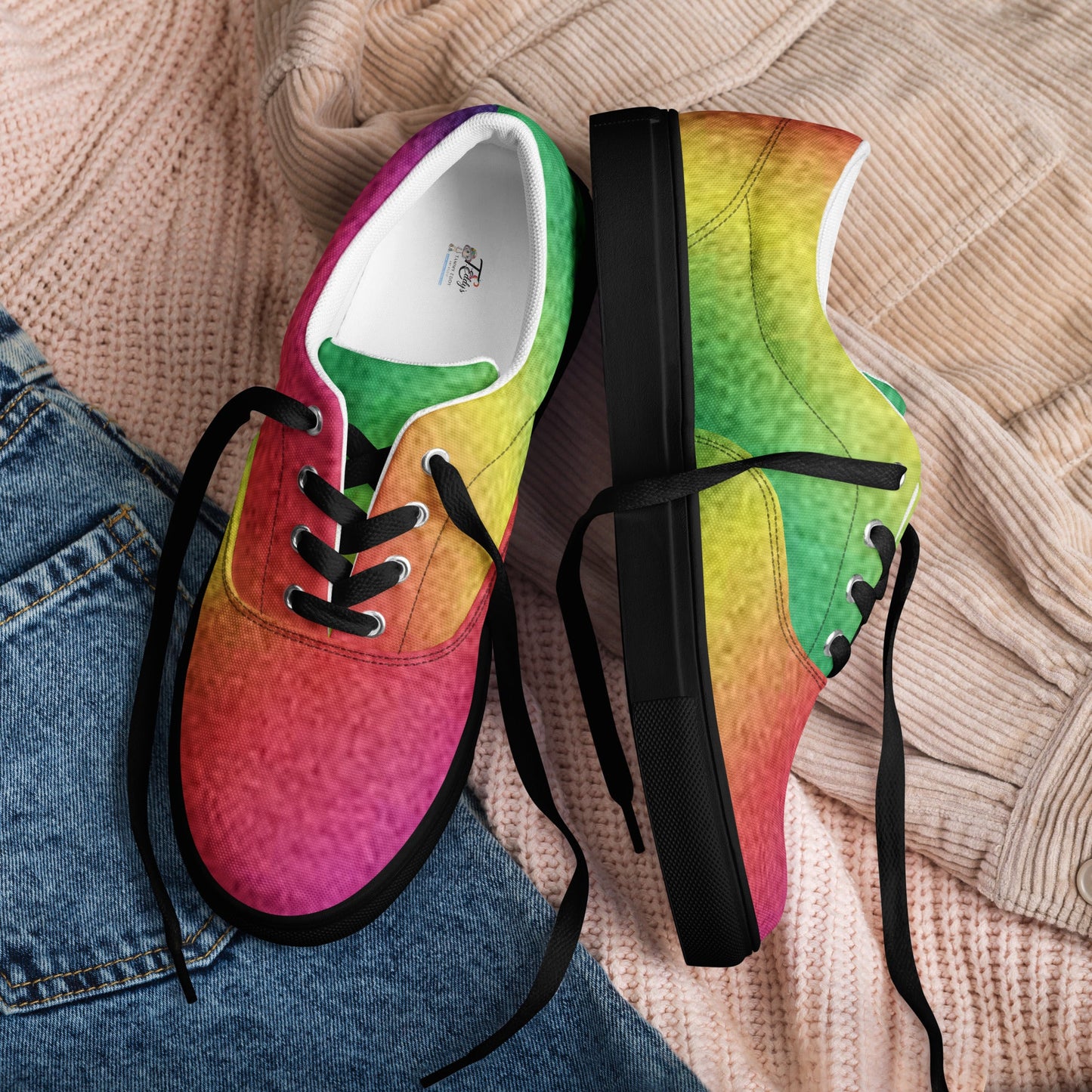 Vibrant Rainbow Lace - Up Shoes - T.Eddy’s Art Studio